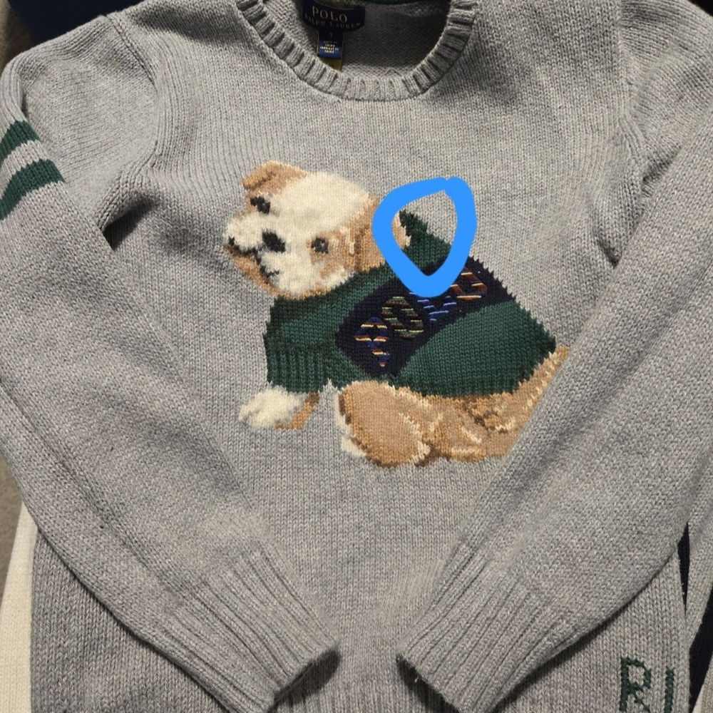 Gray Sweater with Dog Design